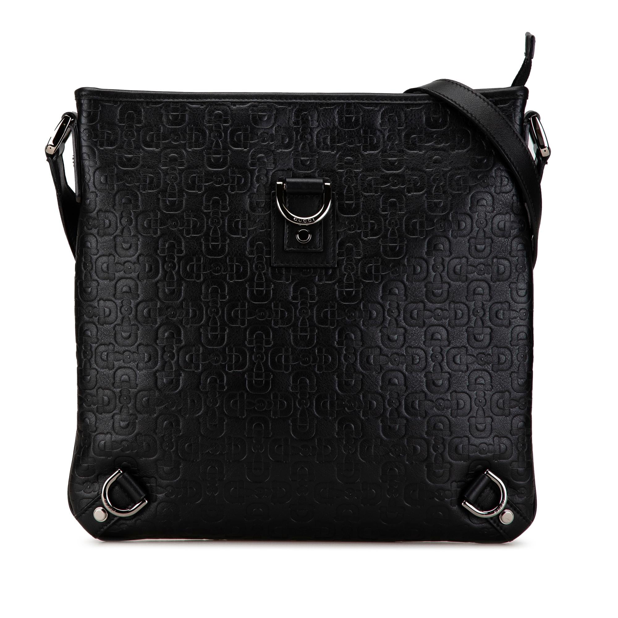 Gucci Embossed Leather Abbey D-Ring Horsebit Crossbody (SHG-qmstig)