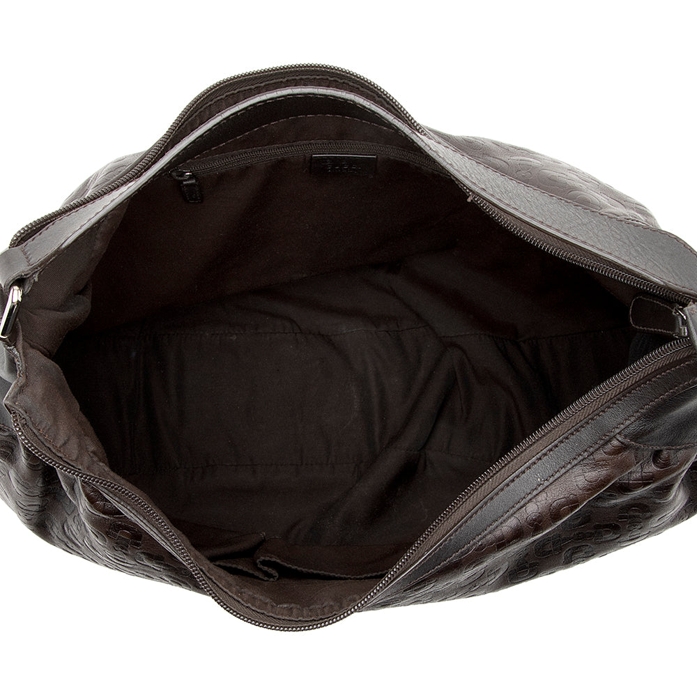 Gucci Embossed Leather Horsebit Large Hobo - FINAL SALE (SHF-19047)