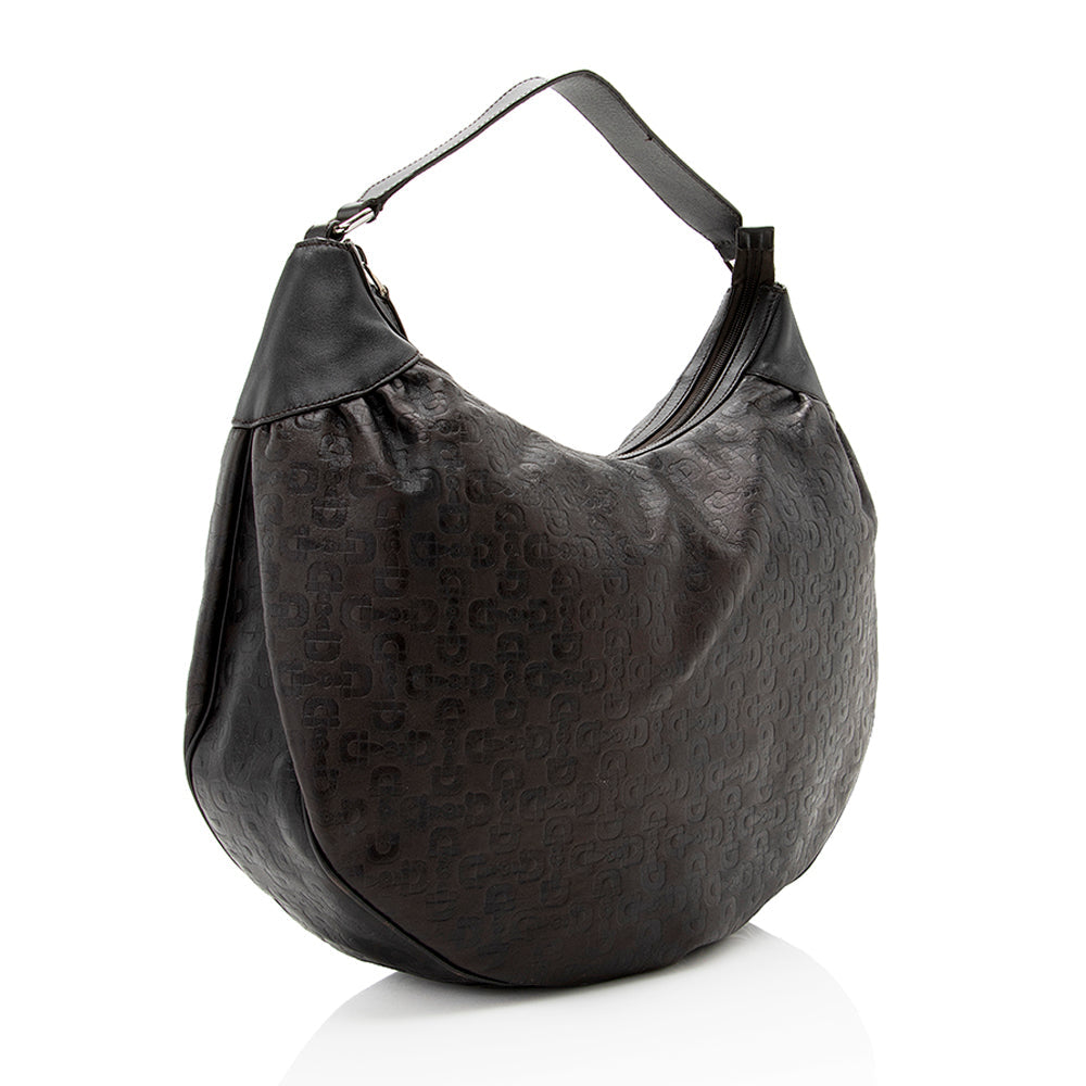 Gucci Embossed Leather Horsebit Large Hobo - FINAL SALE (SHF-19047)