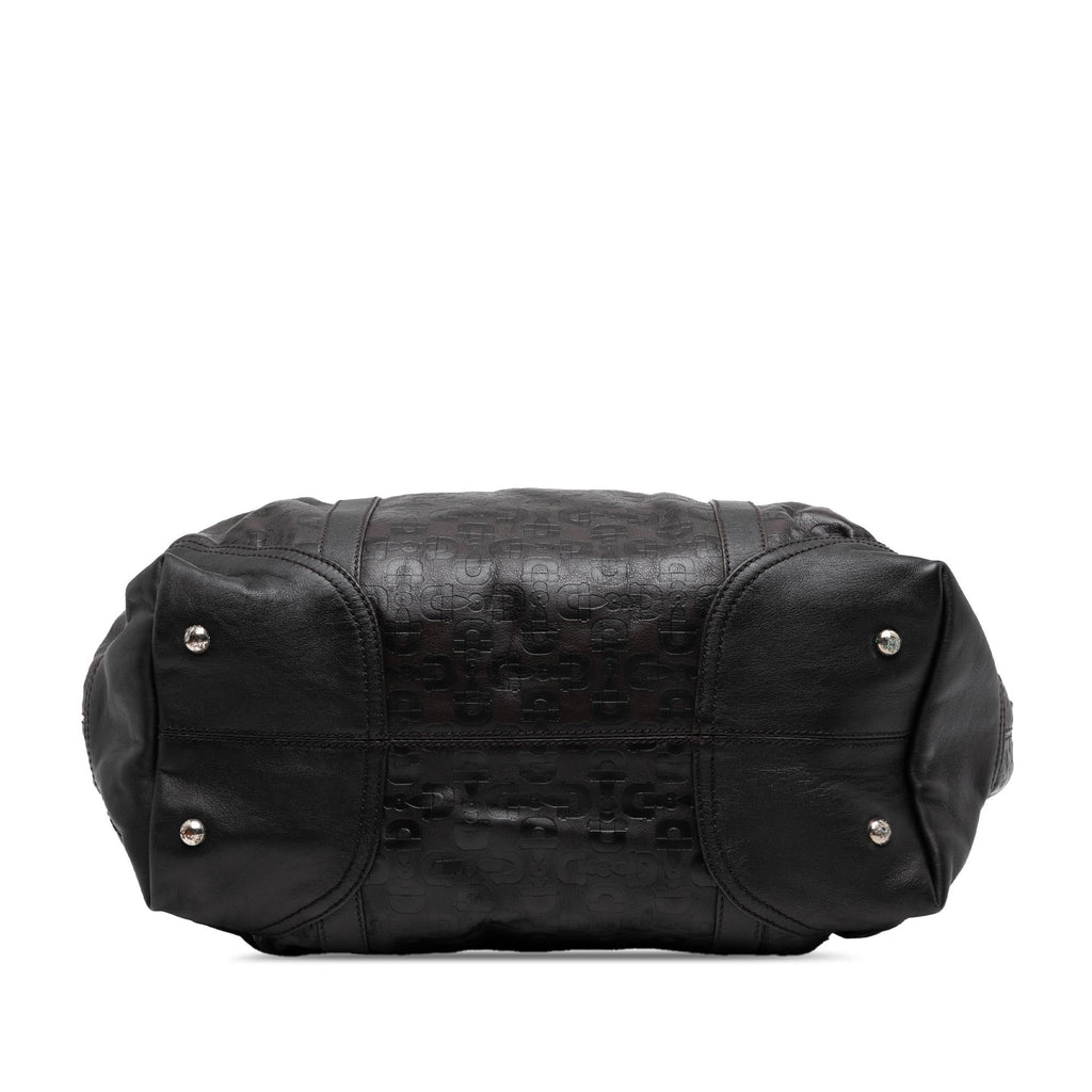 Gucci Embossed Leather Horsebit Satchel