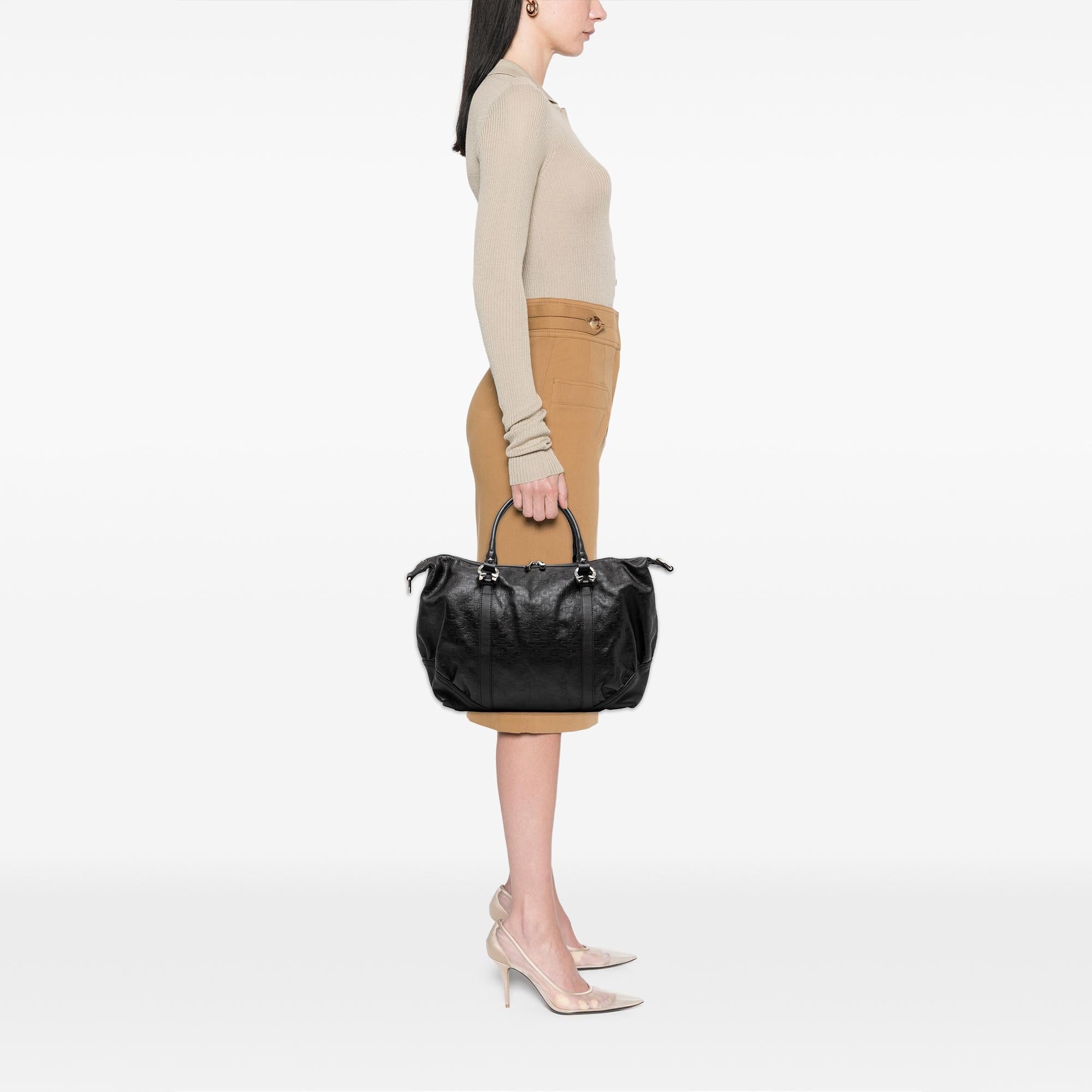 Gucci Embossed Leather Horsebit Satchel