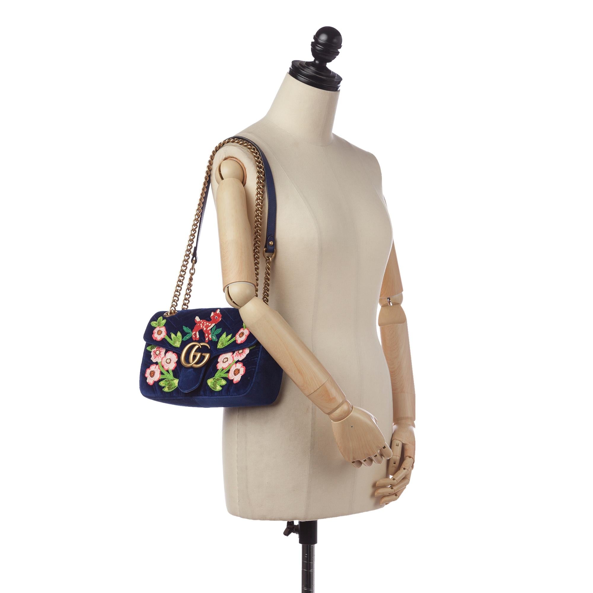 Gucci Embroidered GG Marmont Matelasse Crossbody Bag (SHG-34602)