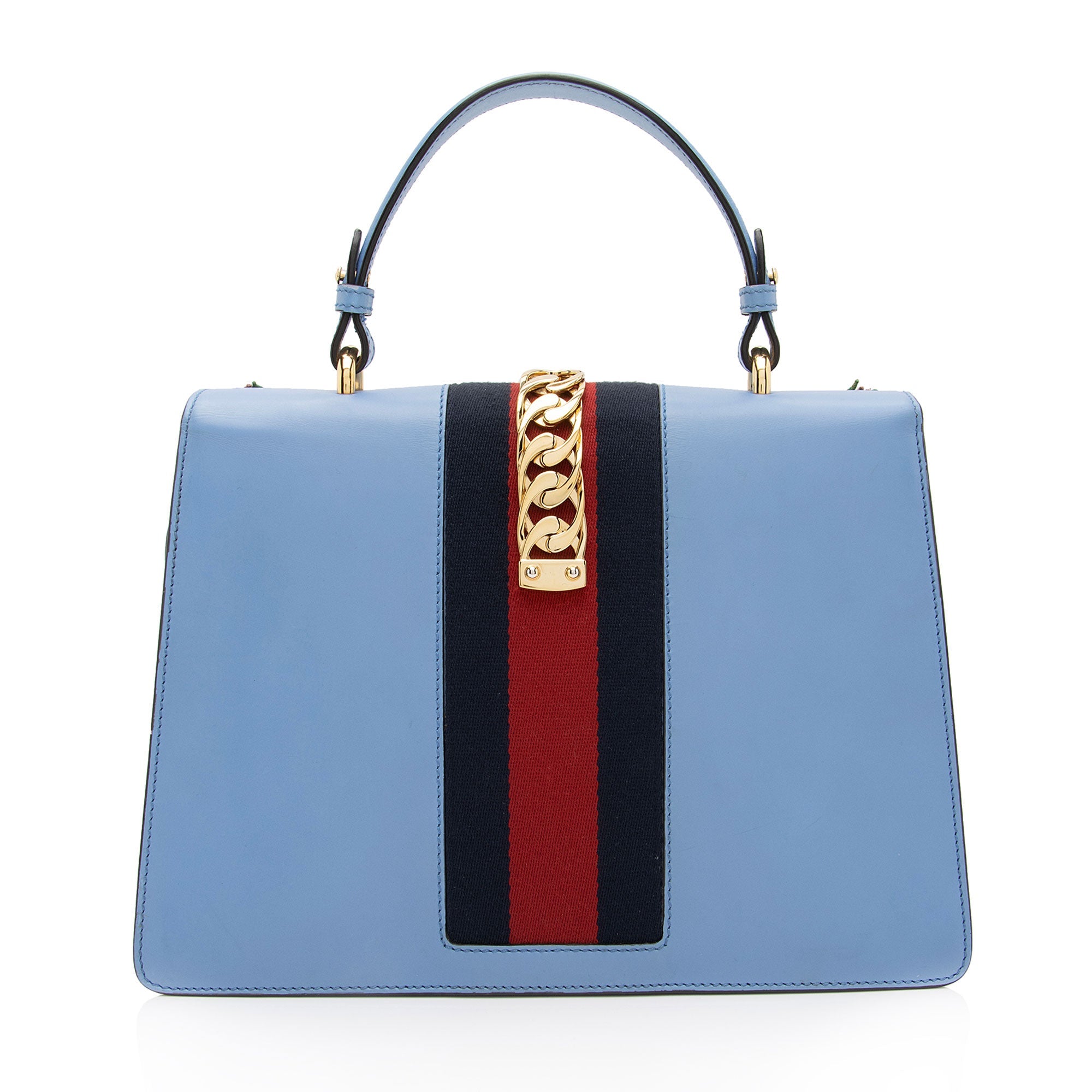 Gucci Embroidered Leather Floral Sylvie Top Handle Bag (SHF-7G6W1J)