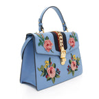 Gucci Embroidered Leather Floral Sylvie Top Handle Bag (SHF-7G6W1J)