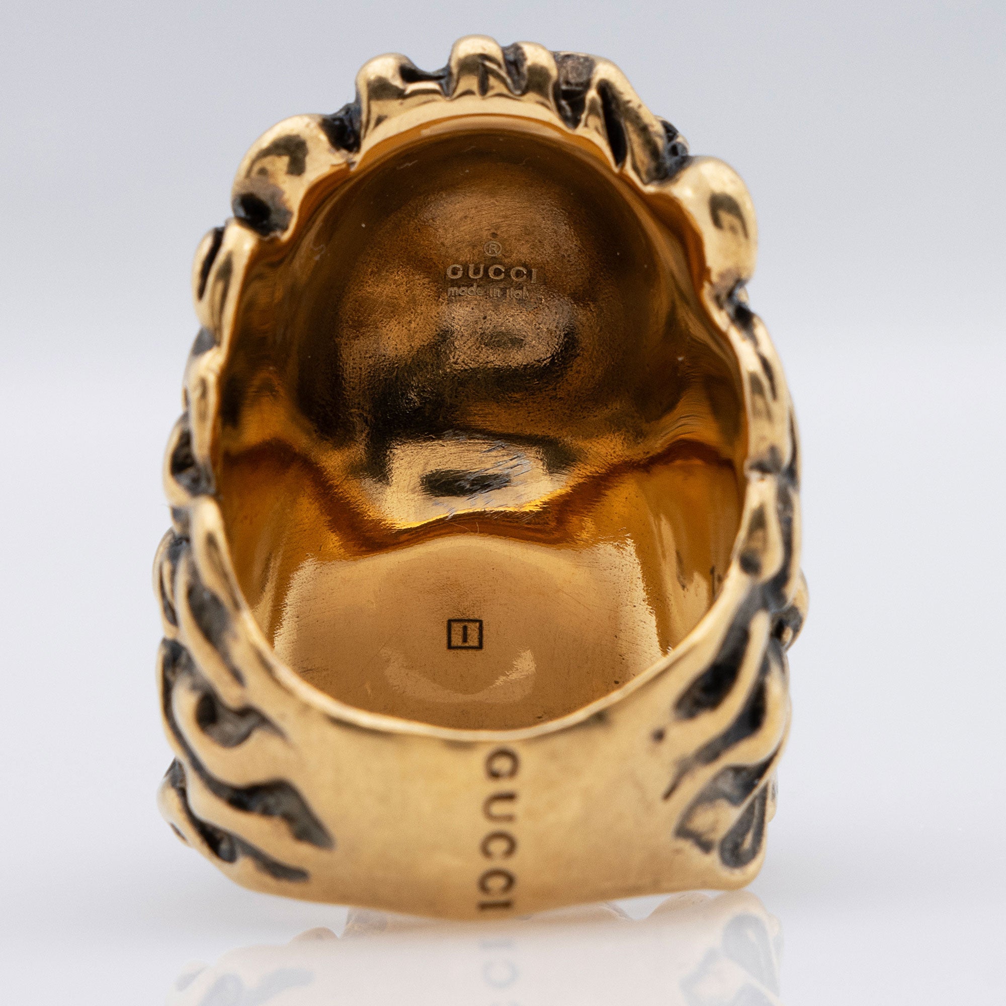 Gucci Faux Pearl Lion Head Ring - Size 6 1/2