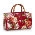 Gucci Flora Bamboo Shopper Leather Satchel (SHG-29733)