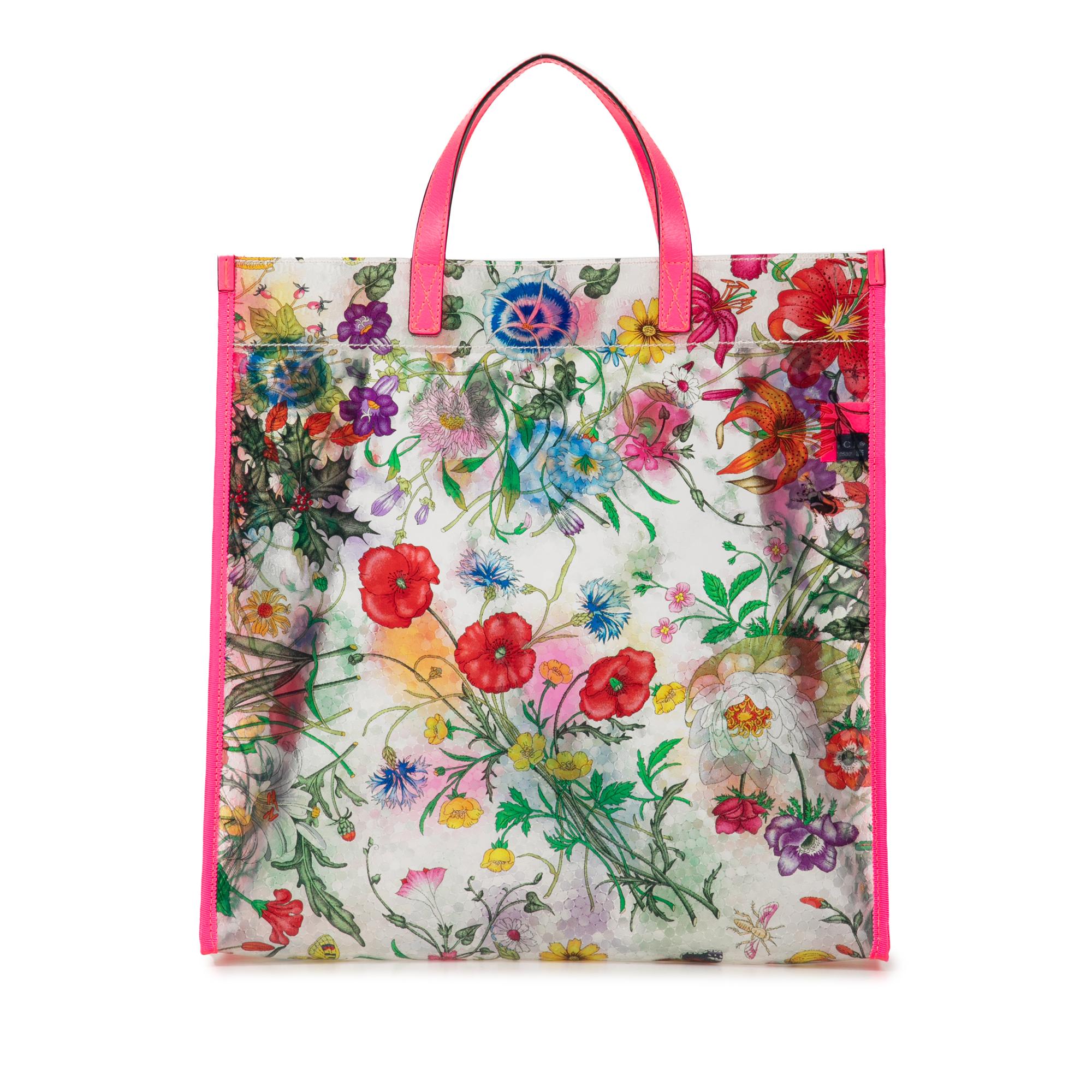 Gucci Flora Print Vinyl Tote (SHG-QGzSsM)