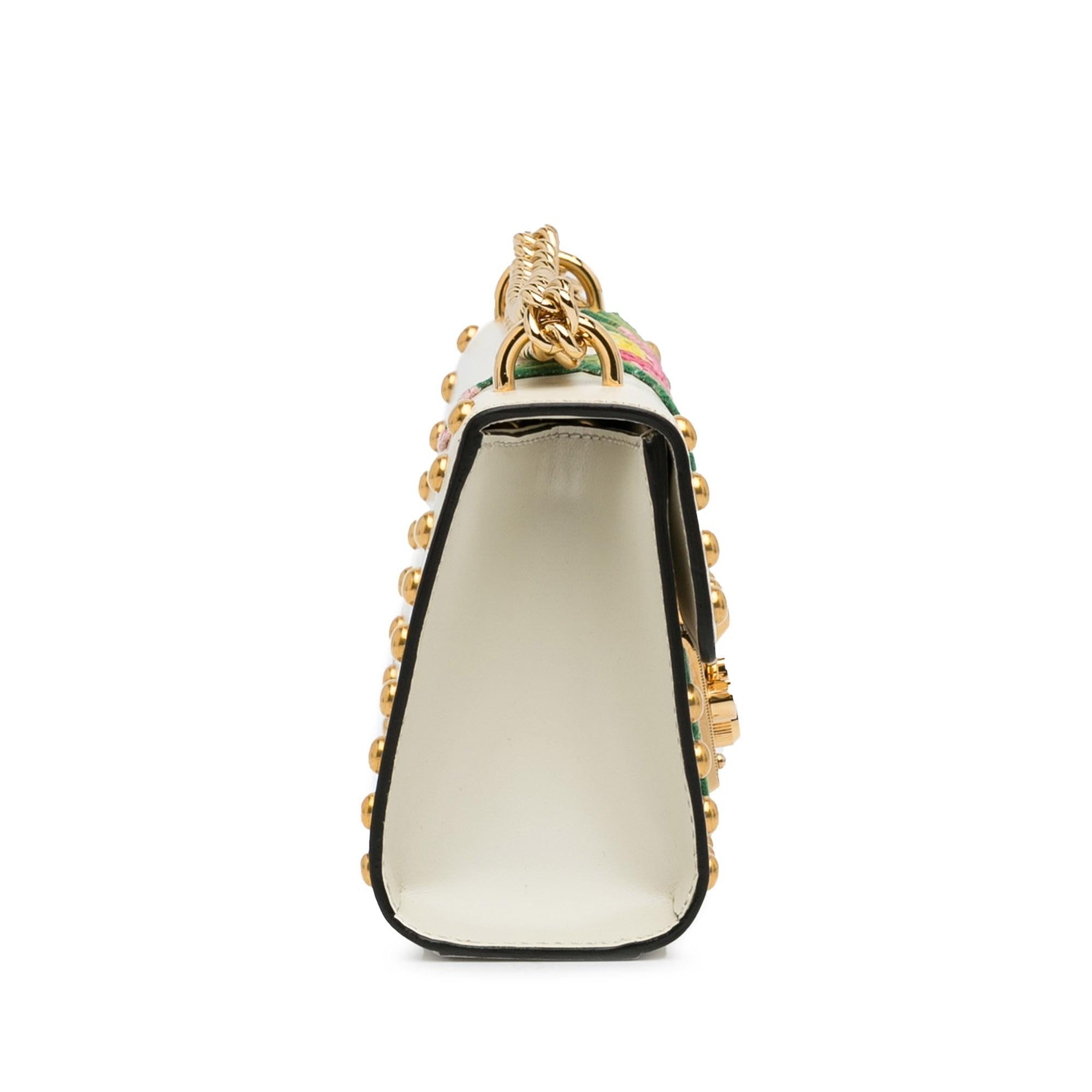 Gucci Floral Studded Padlock Shoulder Bag (SHG-0r94kw)