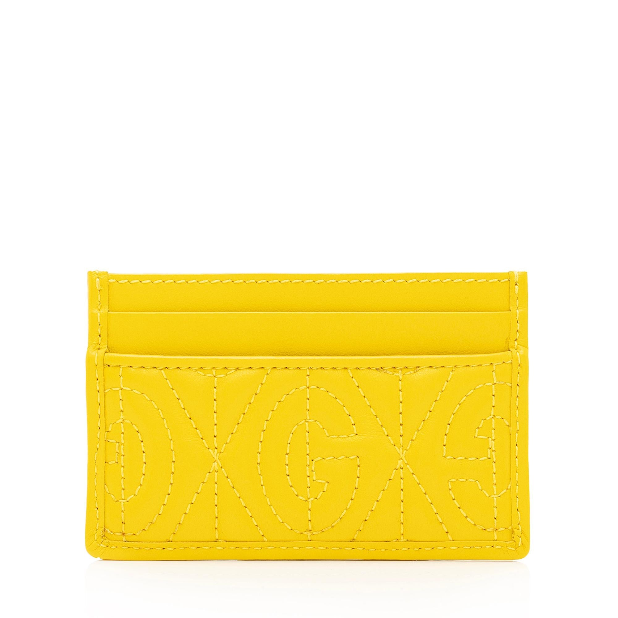 Gucci G Rhombus Quilted Leather Card Case (SHF-23858)