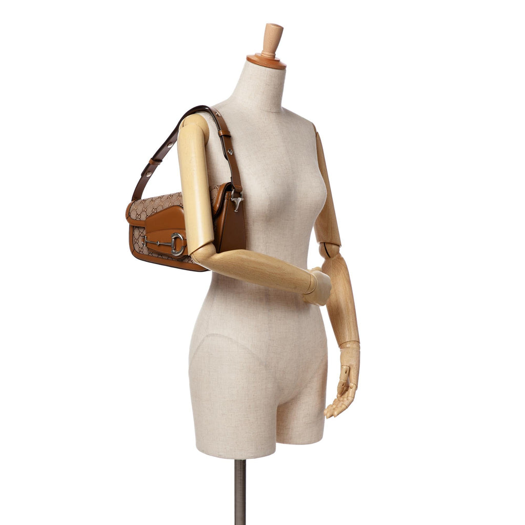 Gucci GG Canvas Asymmetric Horsebit 1955 Shoulder Bag