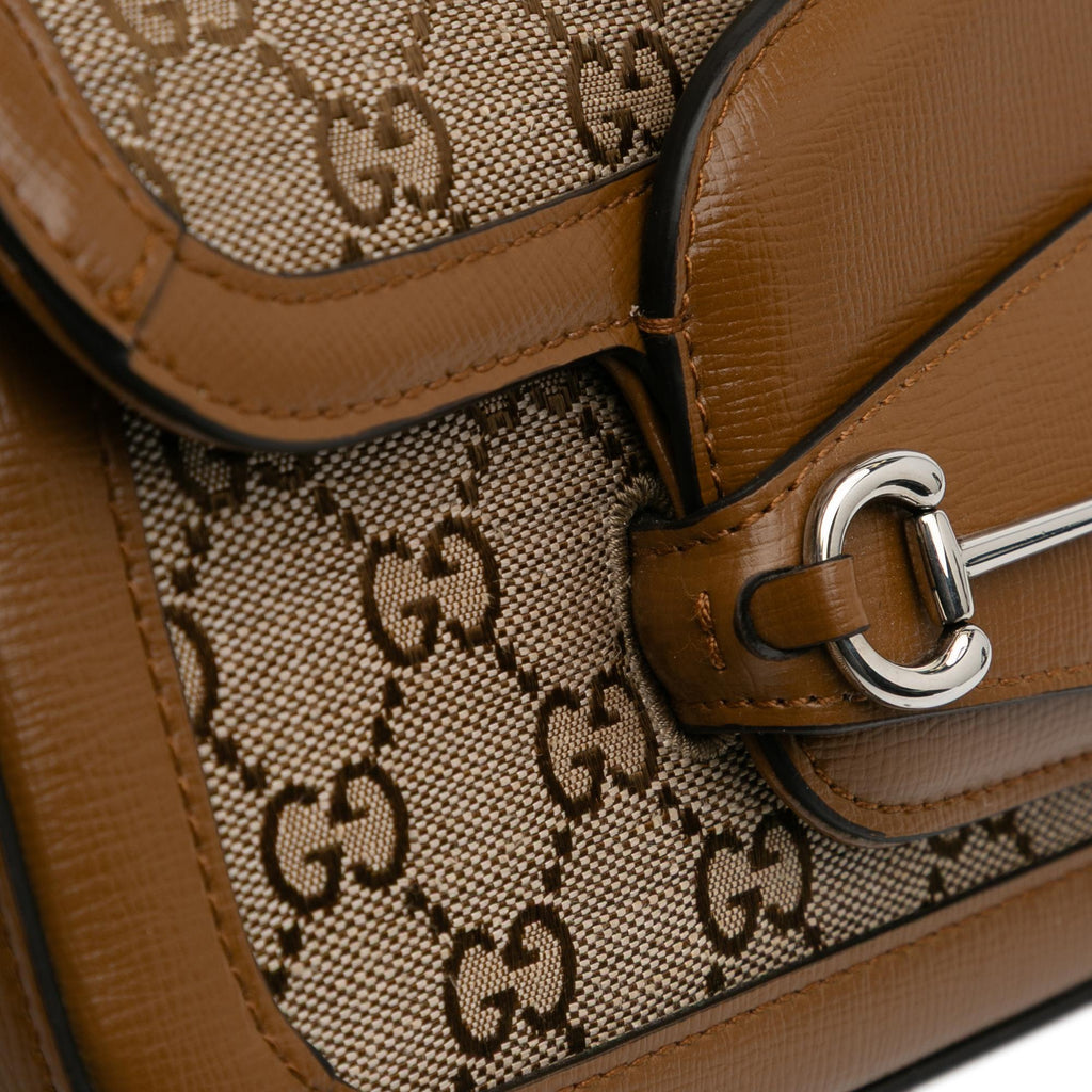 Gucci GG Canvas Asymmetric Horsebit 1955 Shoulder Bag