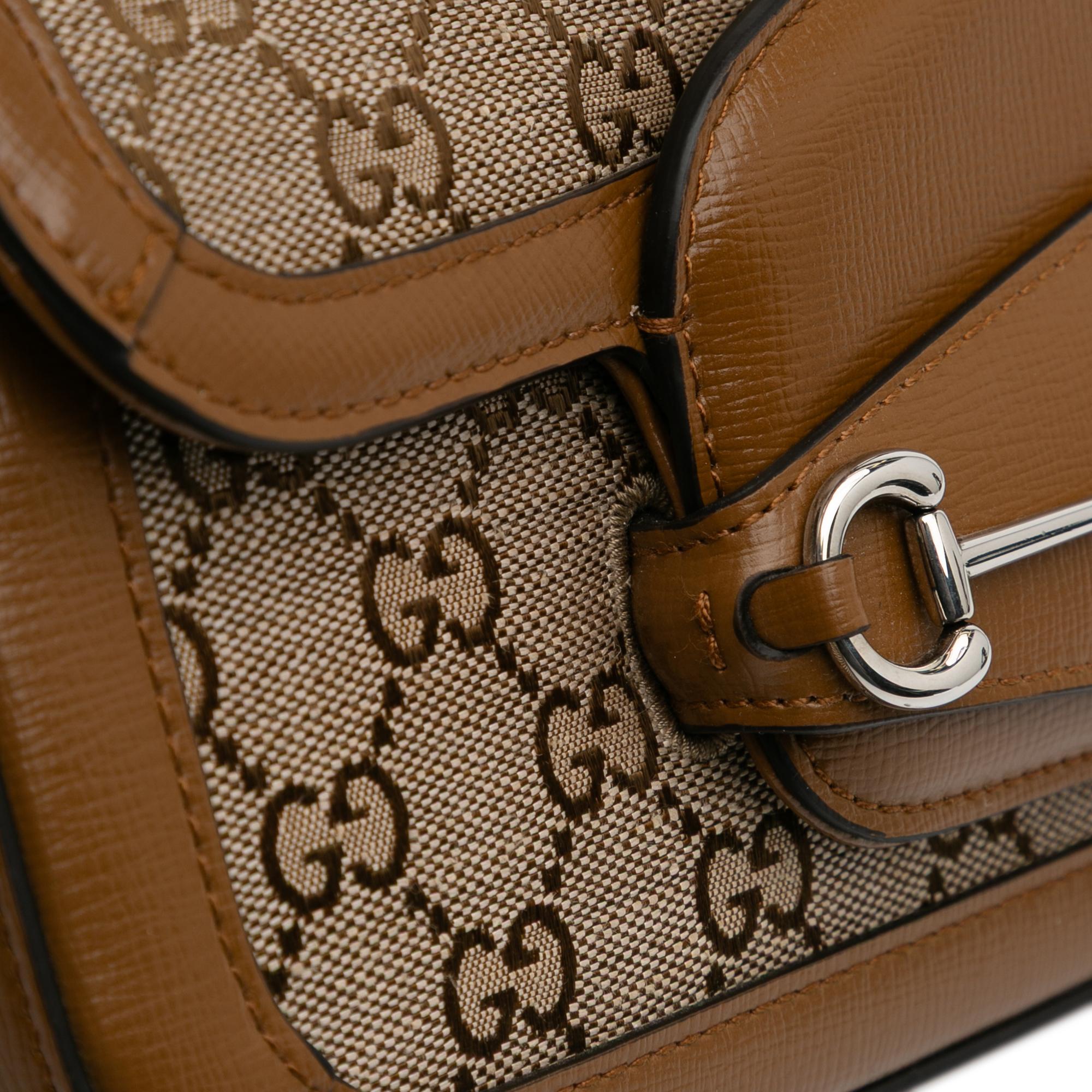Gucci GG Canvas Asymmetric Horsebit 1955 Shoulder Bag