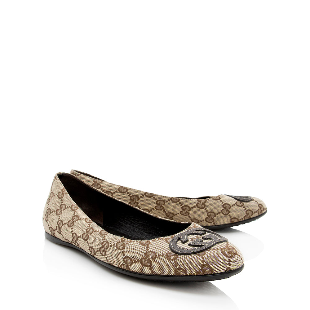 Gucci GG Canvas Ballet Flats - Size 8 / 38 (SHF-19280)