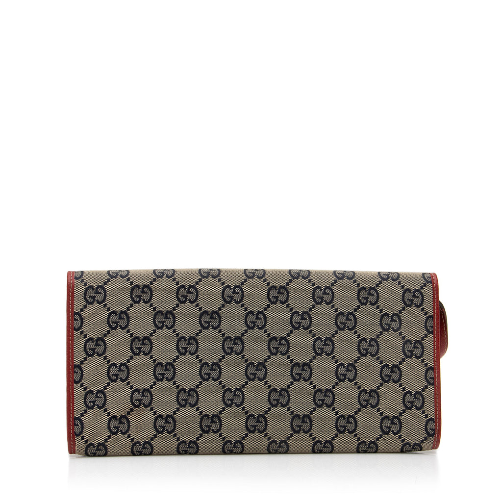 Gucci GG Canvas Bamboo Bar Clutch (SHF-23324)