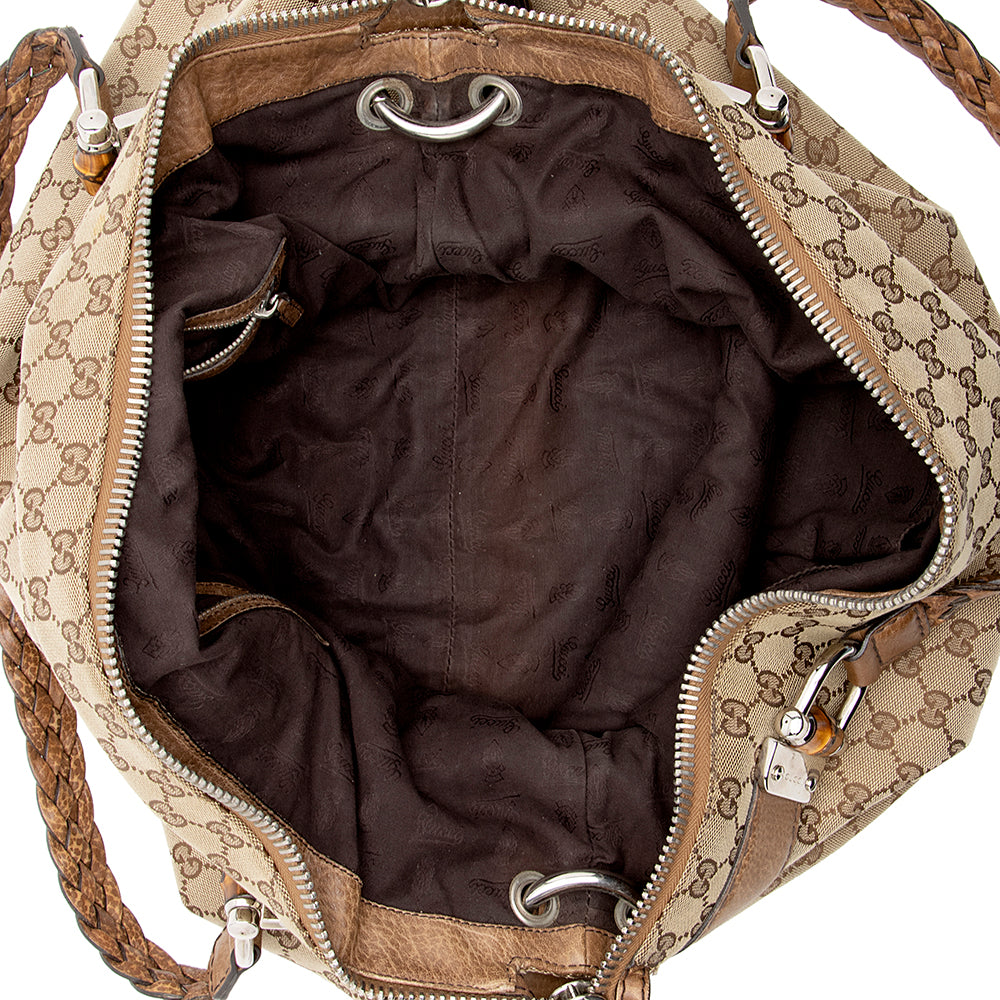Gucci GG Canvas Bamboo Bar Large Tote - FINAL SALE (SHF-16660)