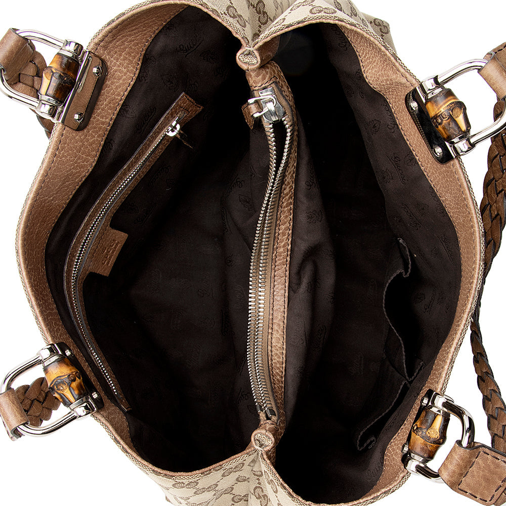 Gucci GG Canvas Bamboo Bar Medium Tote - FINAL SALE (SHF-17966)