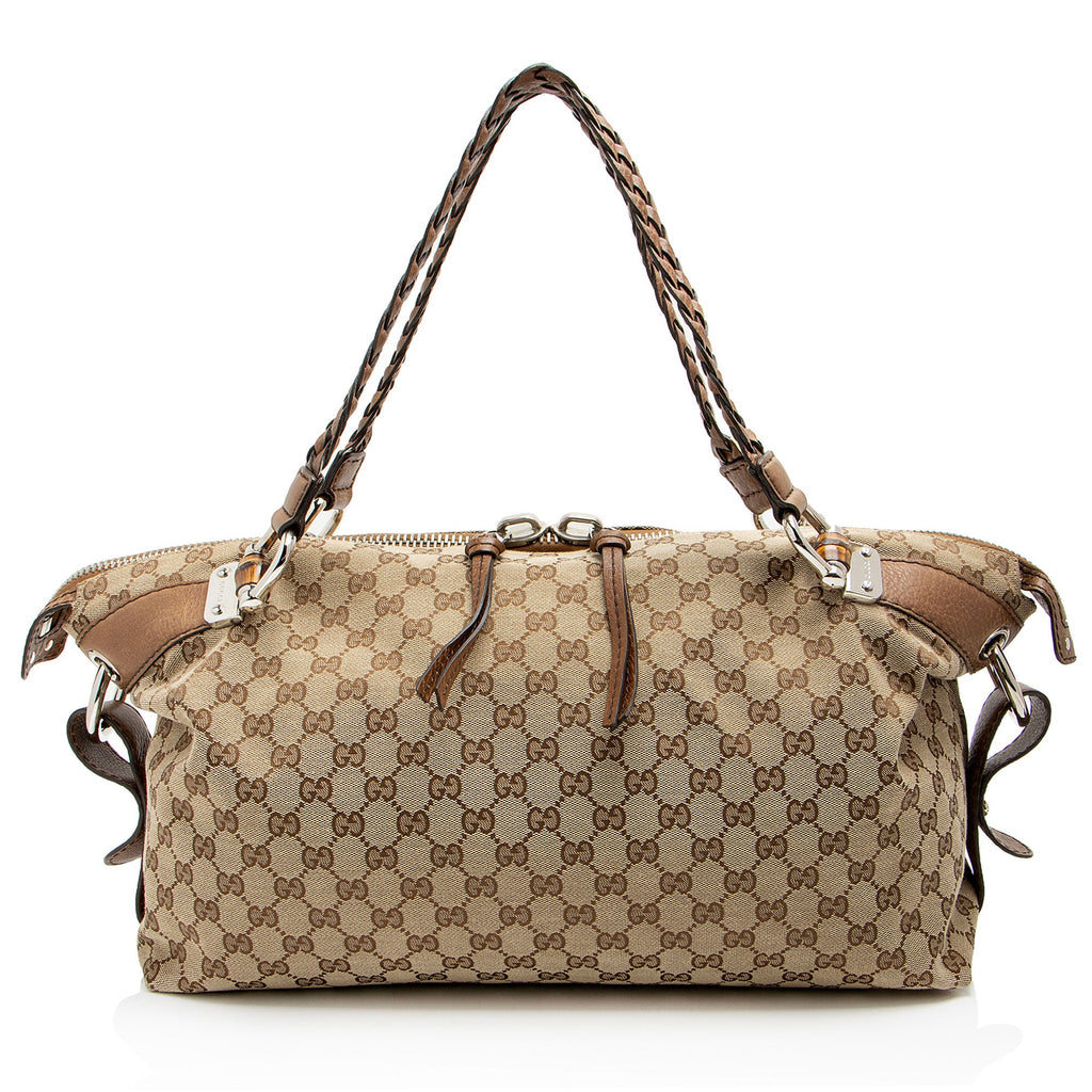 Gucci GG Canvas Bamboo Bar Medium Tote
