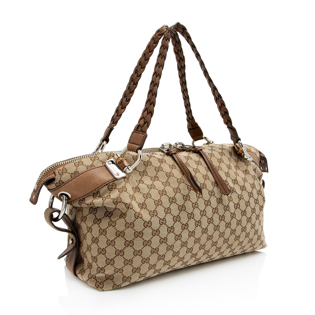 Gucci GG Canvas Bamboo Bar Medium Tote