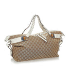Gucci GG Canvas Bamboo Bar Tote Bag (SHG-31070)