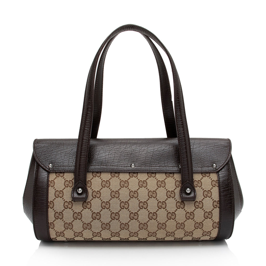 Gucci GG Canvas Bamboo Bullet Medium Satchel (SHF-6OHkiG)