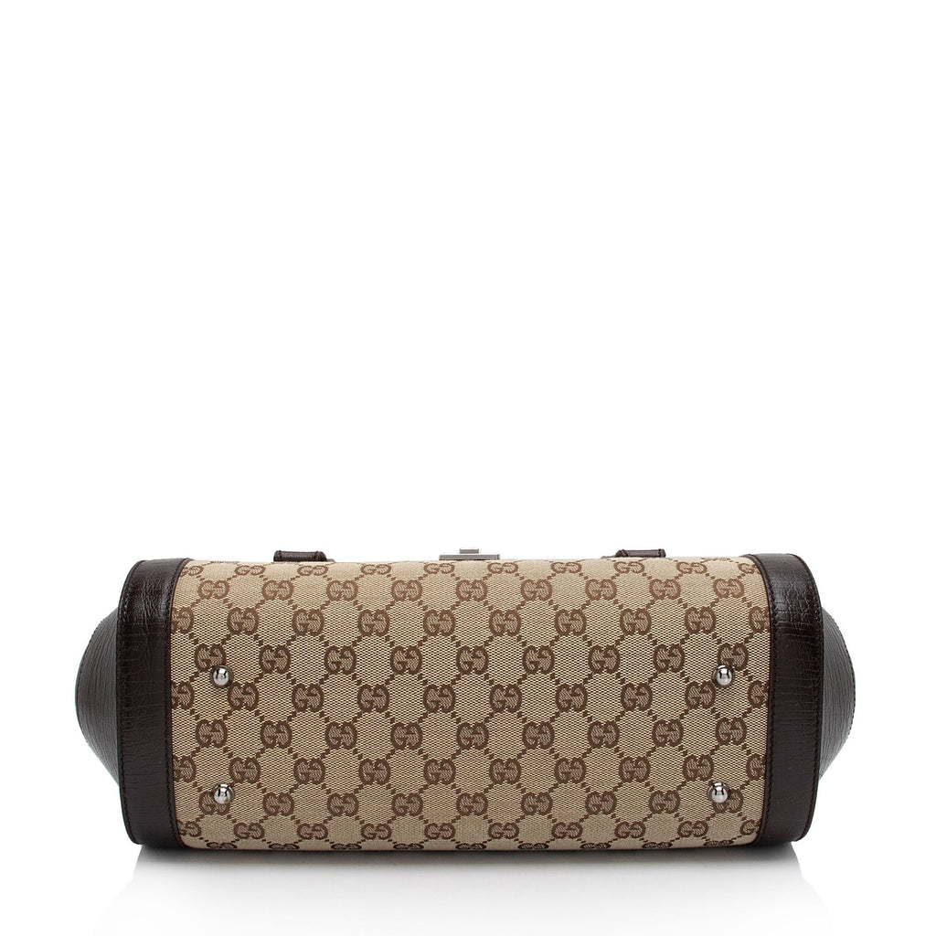 Gucci GG Canvas Bamboo Bullet Medium Satchel (SHF-6OHkiG)