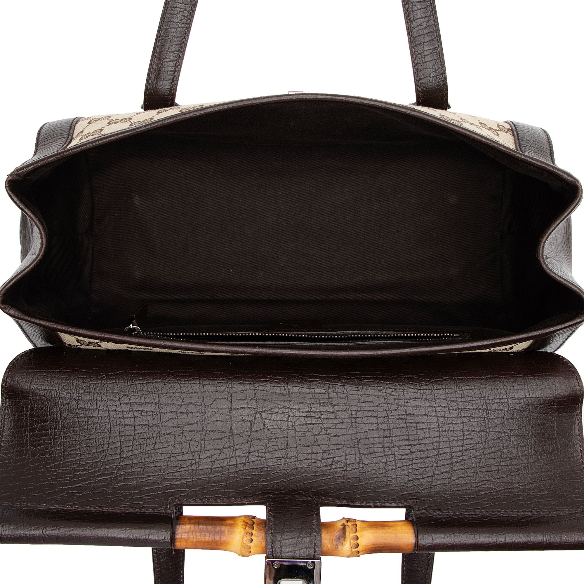 Gucci GG Canvas Bamboo Bullet Medium Satchel (SHF-6OHkiG)