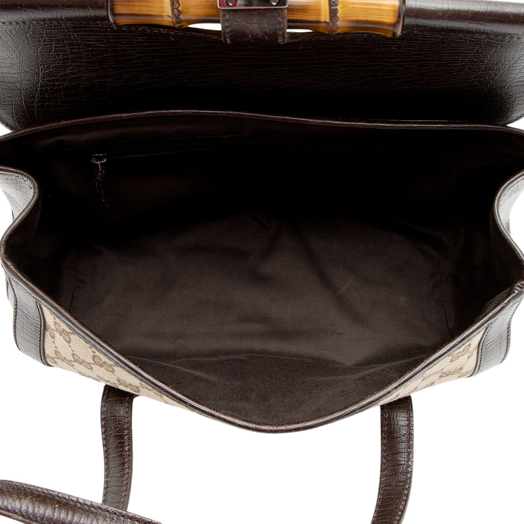Gucci GG Canvas Bamboo Bullet Medium Satchel (SHF-QsKk05)