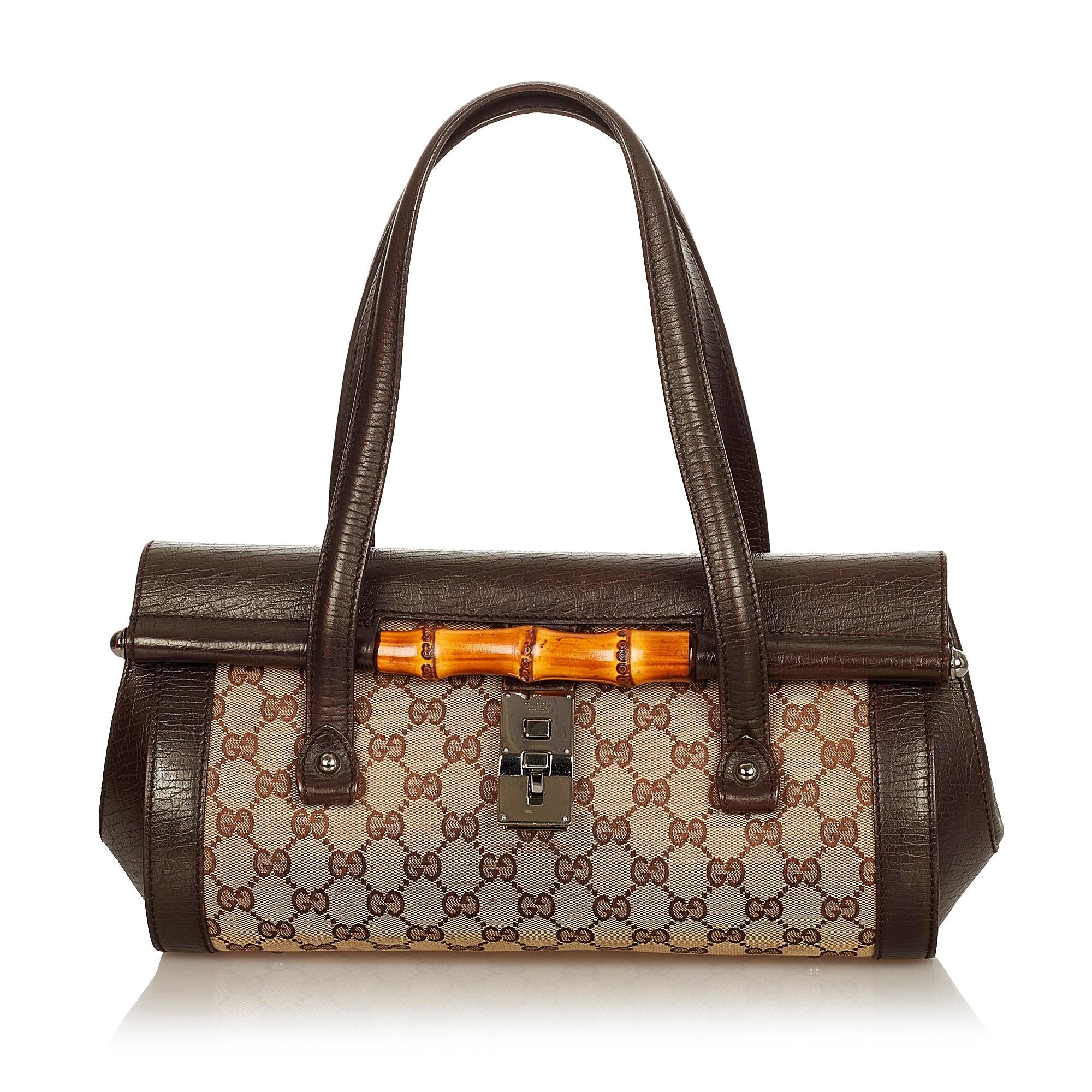 Gucci GG Canvas Bamboo Bullet Shoulder Bag (SHG-26346)