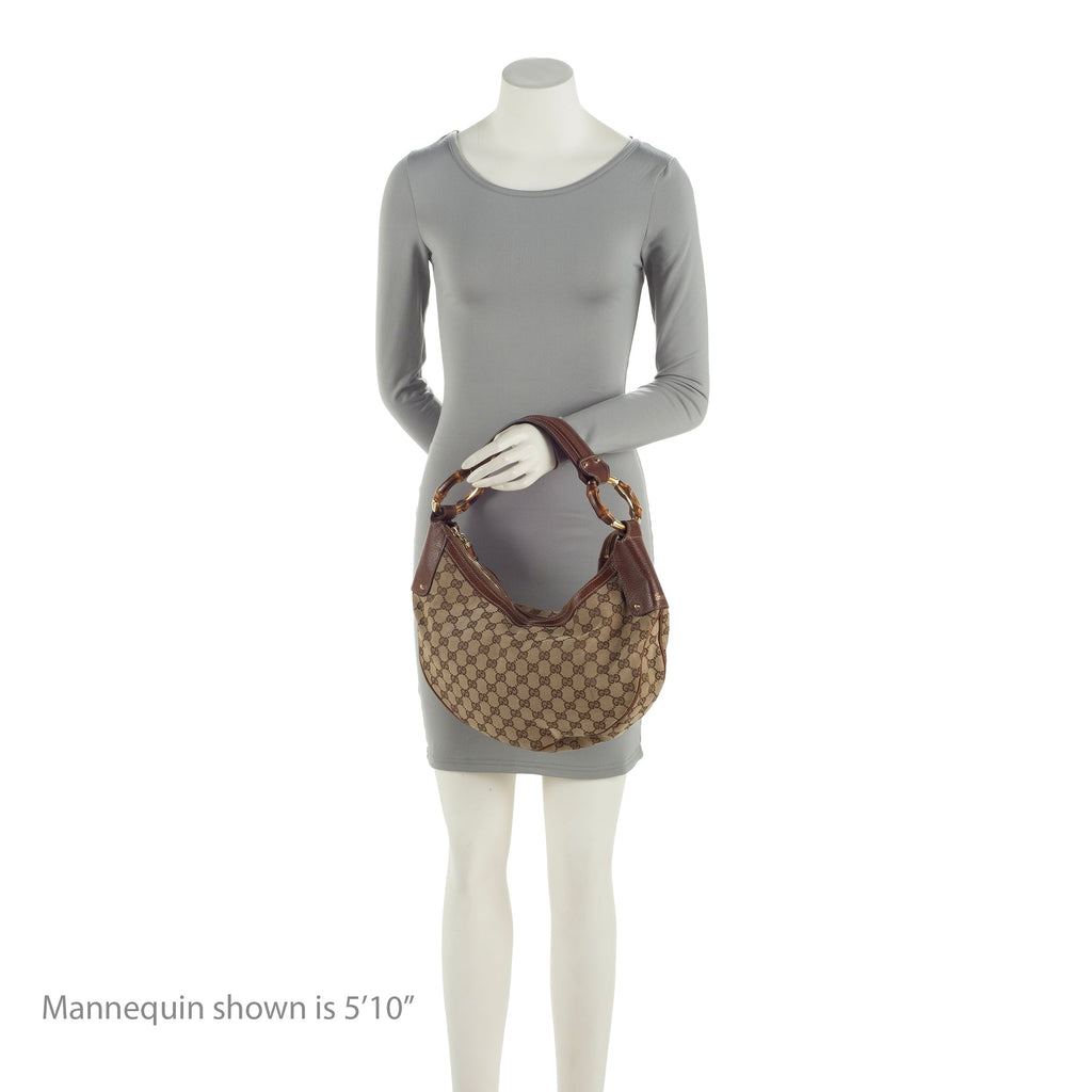 Gucci GG Canvas Bamboo Half Moon Medium Hobo (SHF-23738)