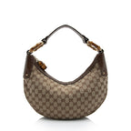 Gucci GG Canvas Bamboo Half Moon Medium Hobo (SHF-6eqEZt)