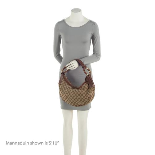 Gucci GG Canvas Bamboo Half Moon Medium Hobo (SHF-6eqEZt)