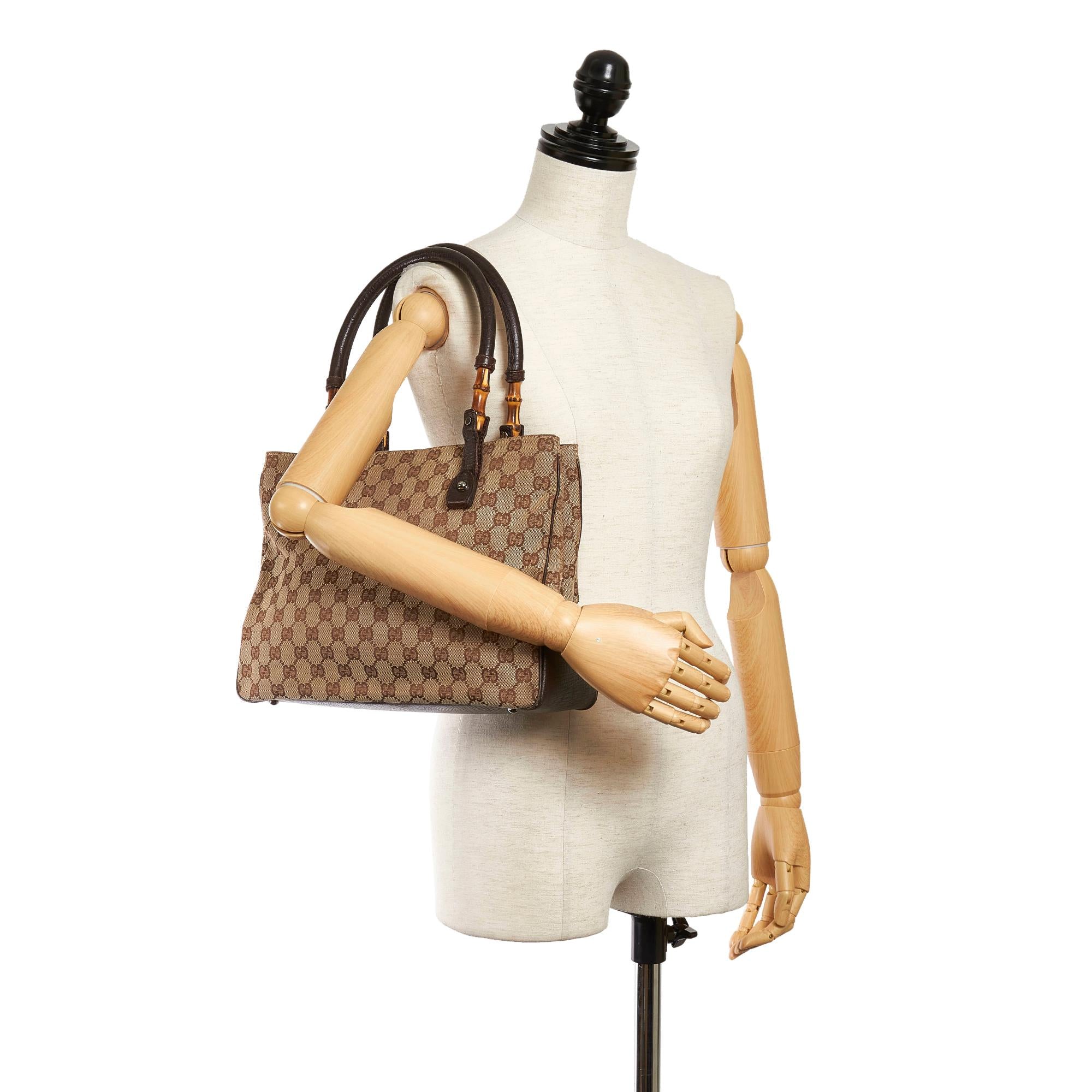 Gucci GG Canvas Bamboo Handbag (SHG-29813)
