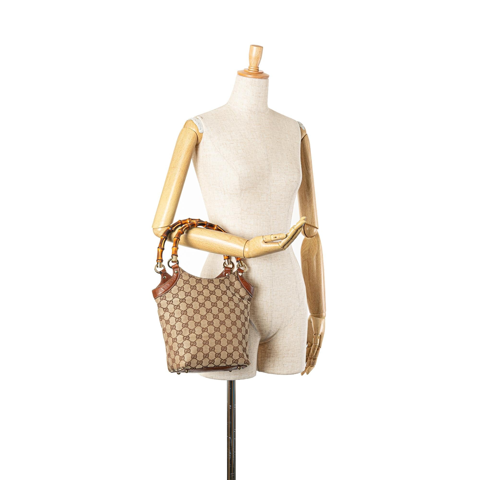 Gucci GG Canvas Bamboo Handbag