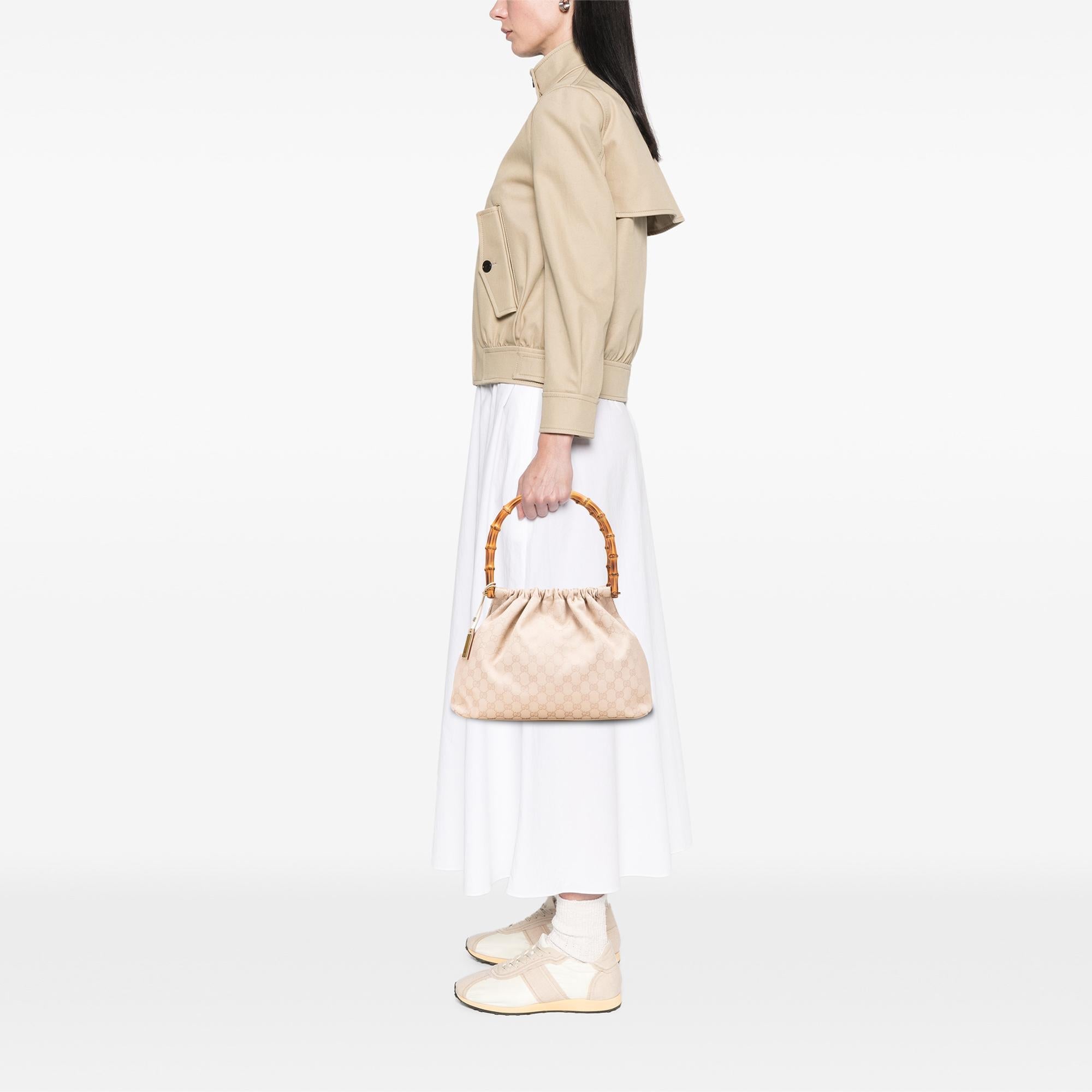 Gucci GG Canvas Bamboo Handbag