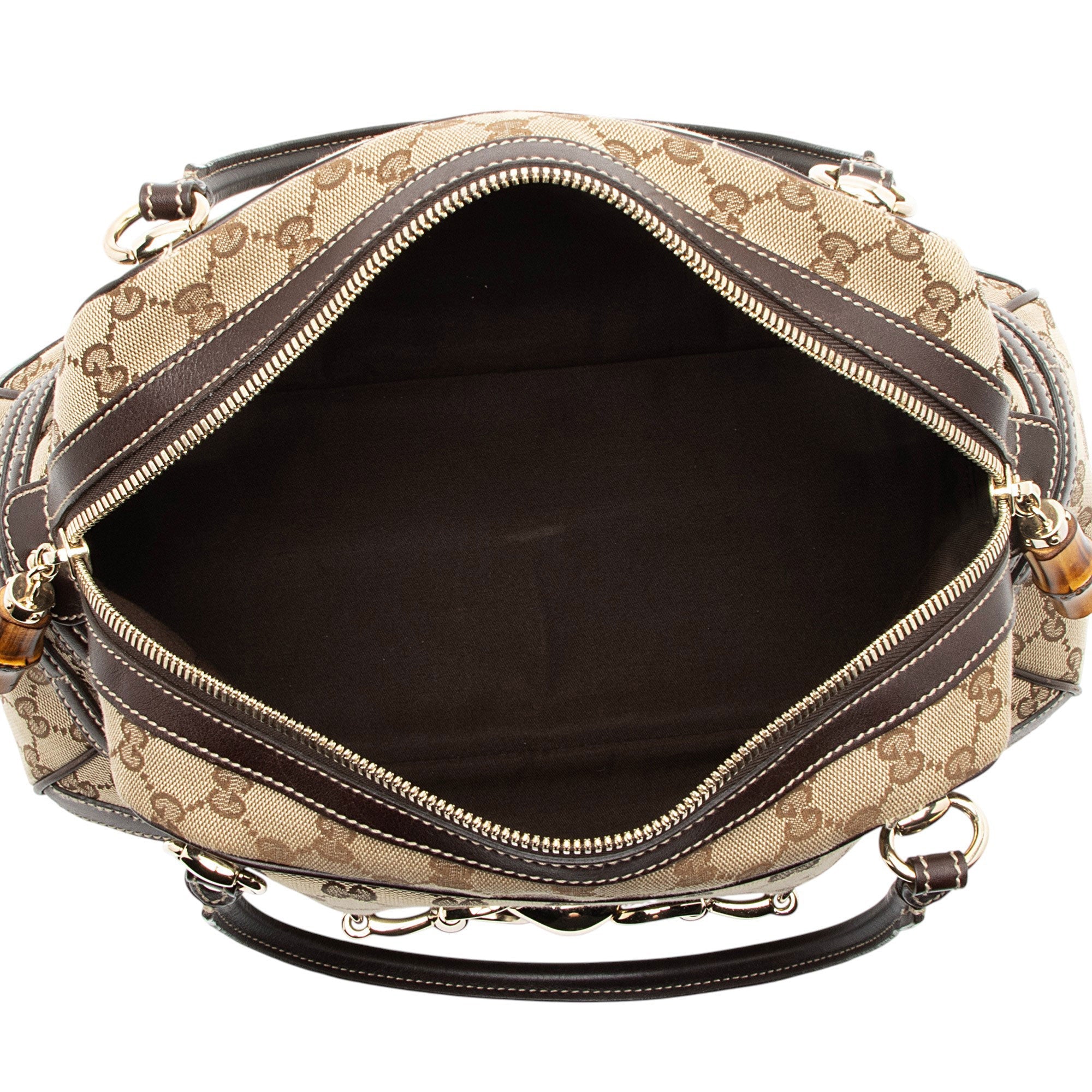Gucci GG Canvas Bamboo Horsebit Wave Satchel