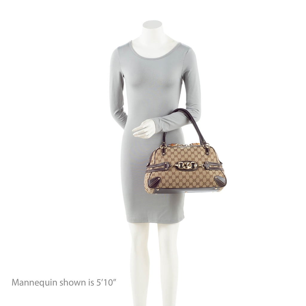 Gucci GG Canvas Bamboo Horsebit Wave Satchel