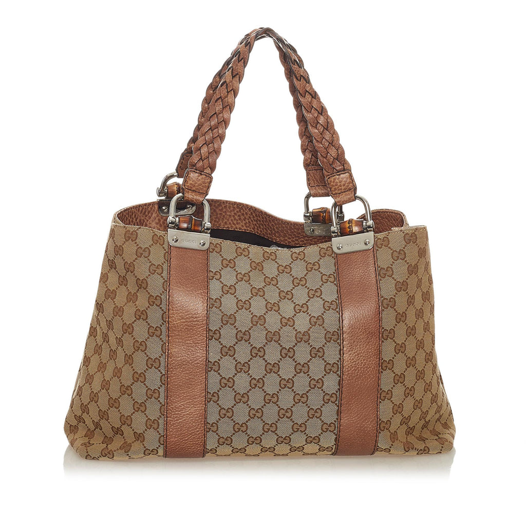 Gucci GG Canvas Bamboo Libeccio Tote Bag (SHG-28049)