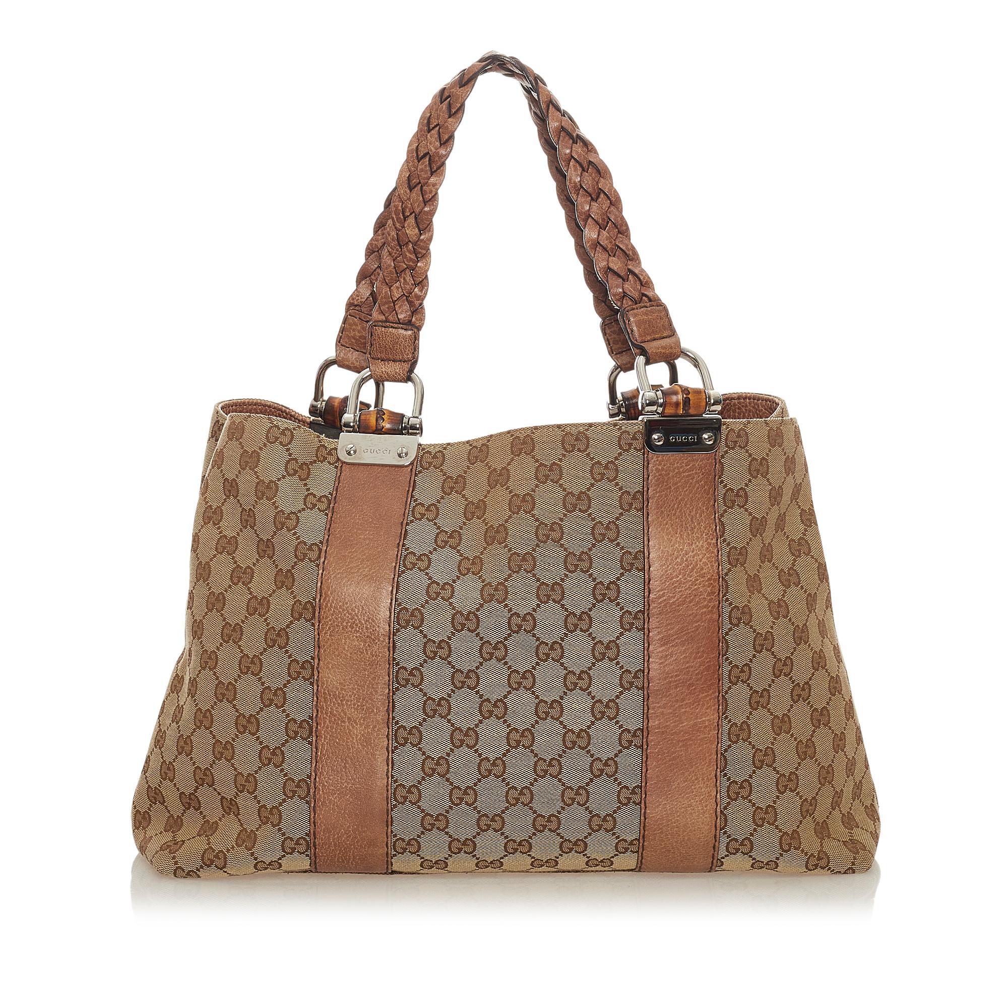 Gucci GG Canvas Bamboo Libeccio Tote Bag (SHG-28049)