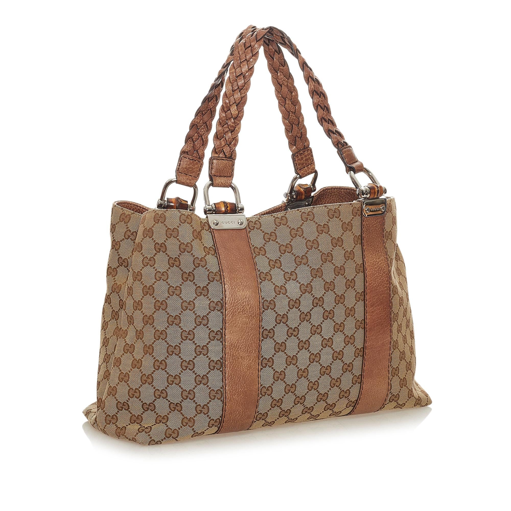 Gucci GG Canvas Bamboo Libeccio Tote Bag (SHG-28049)