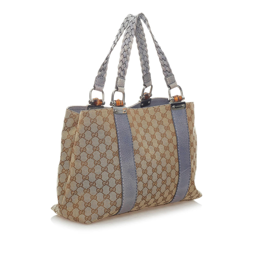 Gucci GG Canvas Bamboo Libeccio Tote Bag (SHG-32458)