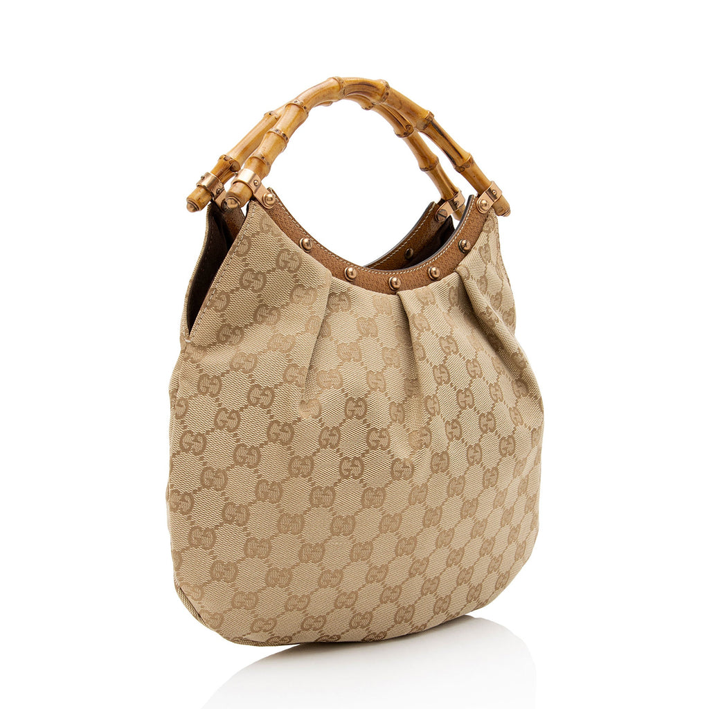 Gucci GG Canvas Bamboo Studded Small Hobo (SHF-EISNu2)
