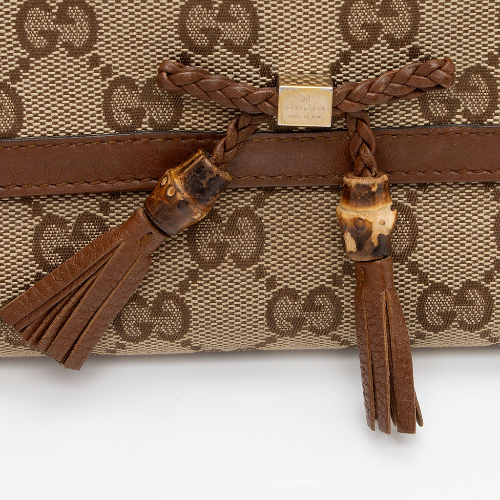 Gucci GG Canvas Bamboo Tassel Bella Continental Wallet (SHF-vi2afV)