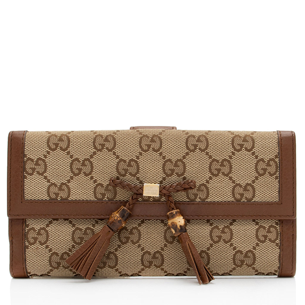 Gucci GG Canvas Bamboo Tassel Bella Continental Wallet (SHF-vi2afV)