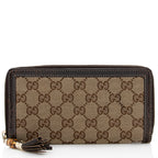 Gucci GG Canvas Bamboo Tassel Zip Around Wallet (SHF-21923)