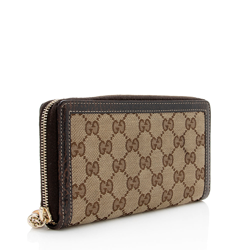 Gucci GG Canvas Bamboo Tassel Zip Around Wallet (SHF-21923)