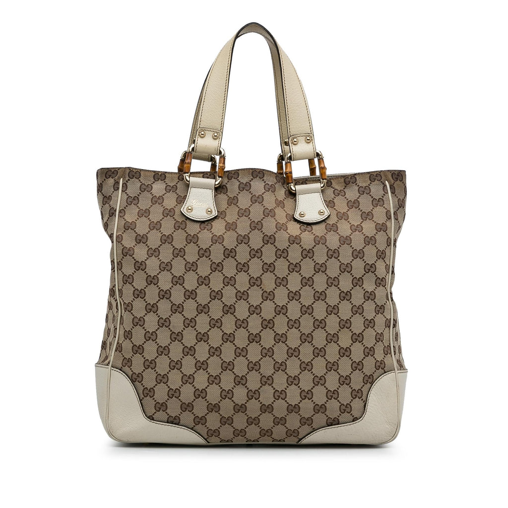 Gucci GG Canvas Bamboo Tote Bag (SHG-J7IVAF)