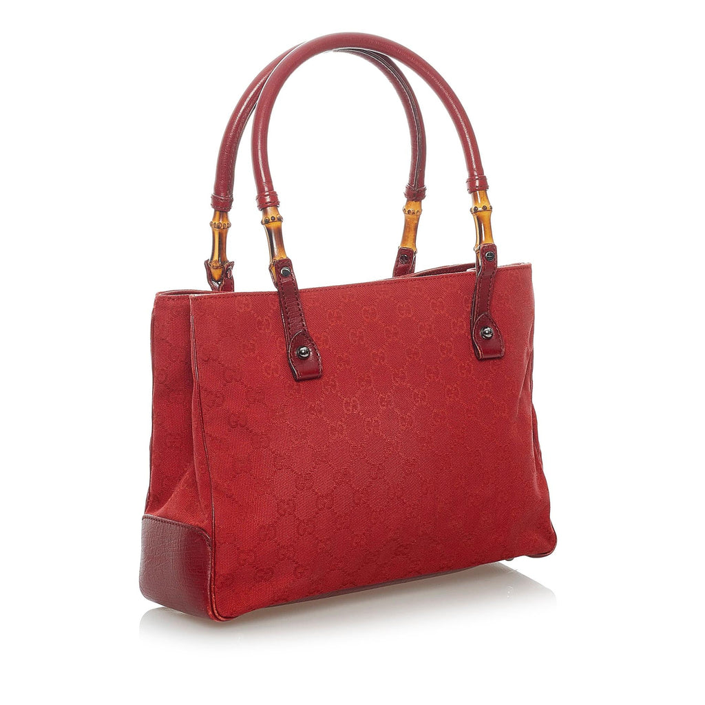 Gucci GG Canvas Bamboo Tote (SHG-31064)
