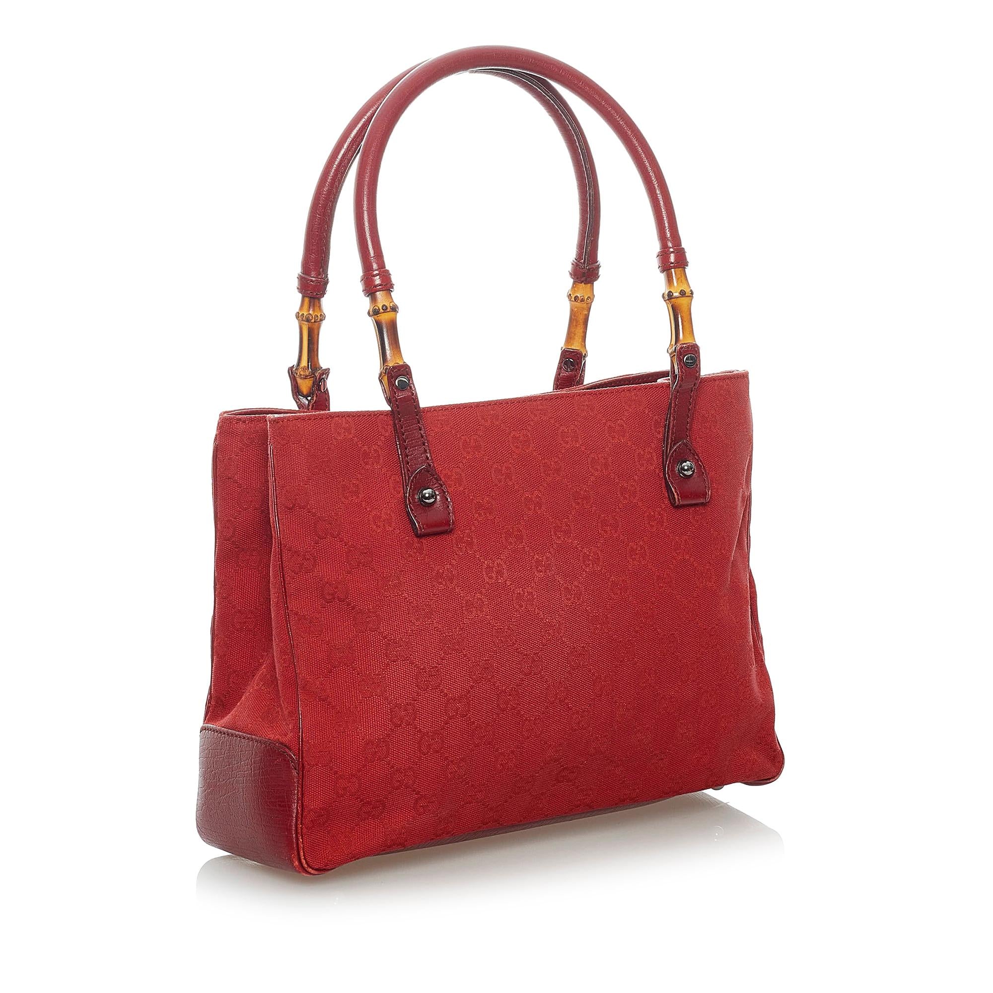 Gucci GG Canvas Bamboo Tote (SHG-31064)