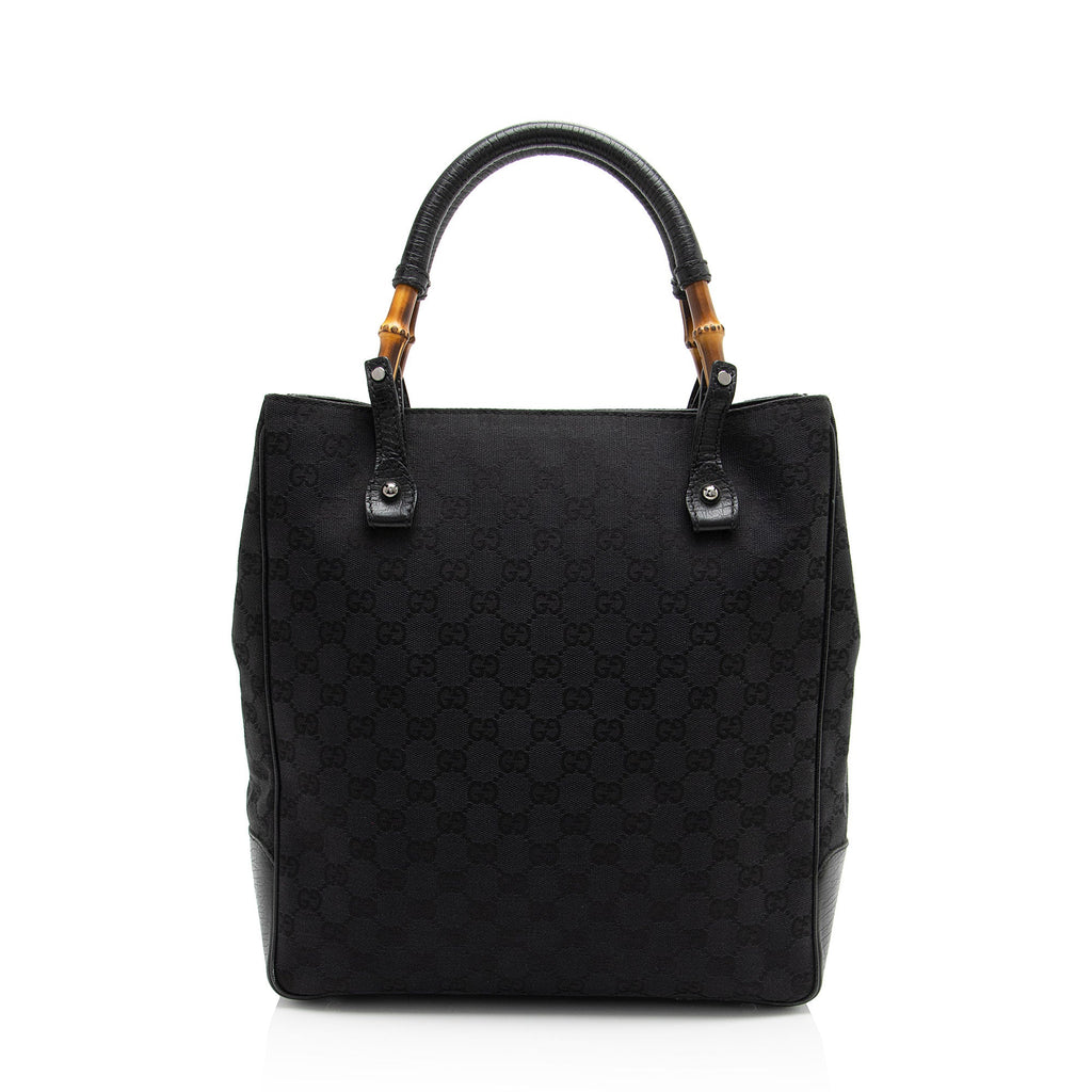 Gucci GG Canvas Bamboo Tote (SHF-1xRqYh)
