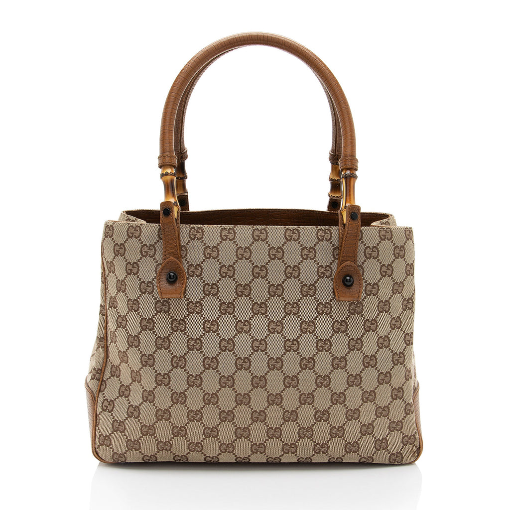 Gucci GG Canvas Bamboo Tote (SHF-a2g5Be)